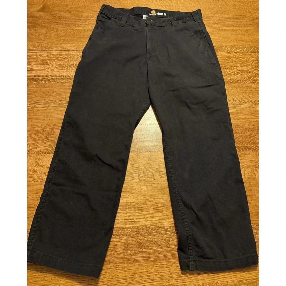 Carhartt Pants Men's 34x28 Black Canvas Work Relaxed Fit Carpenter - Picture 3 of 8